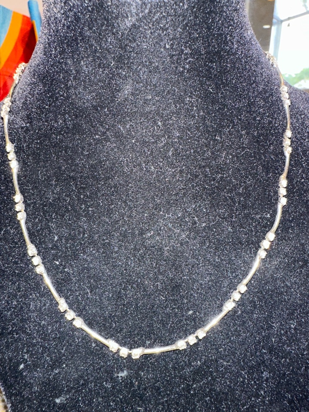 Source Unknown Silver Beaded Station Necklace